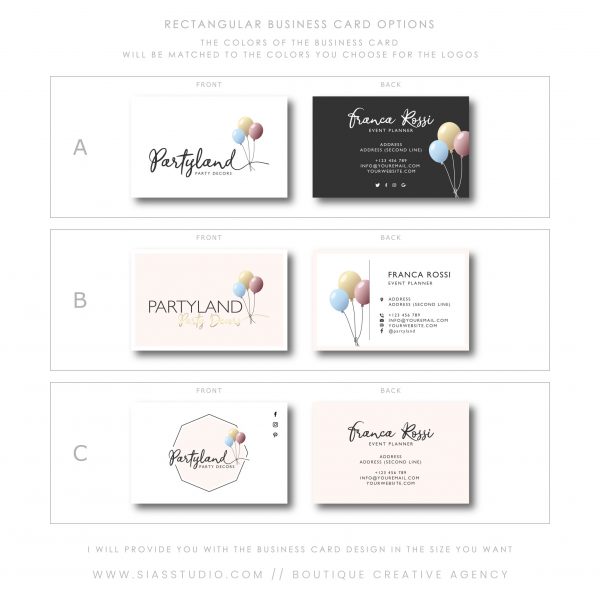 Sias Studio - Partyland Branding package Rectangular business card