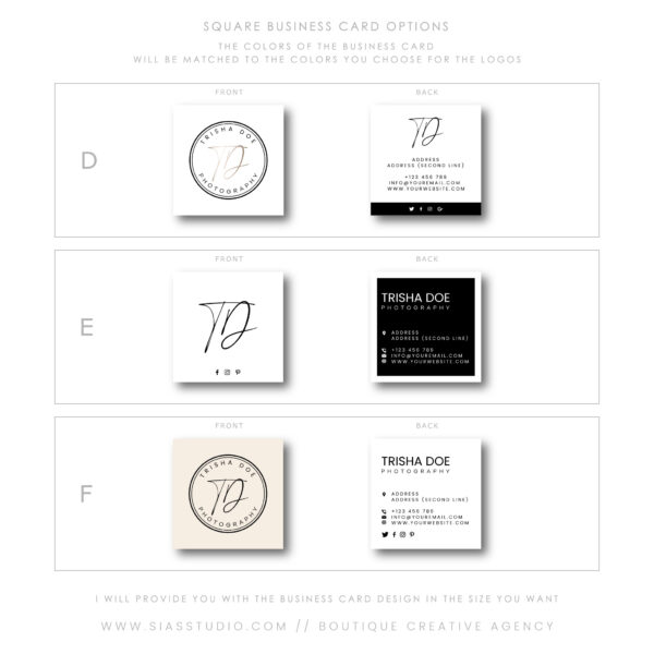 Sias Studio - Trisha Doe Branding package Square business card