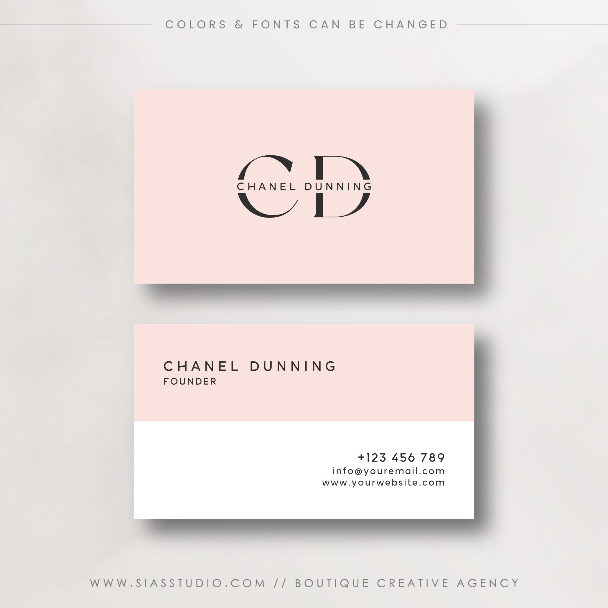 Chanel Dunning - Business card bicolor with initials - Sias Studio