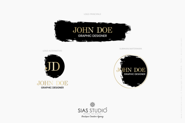Design 2 - Tris di loghi John Doe Design pennellata nera