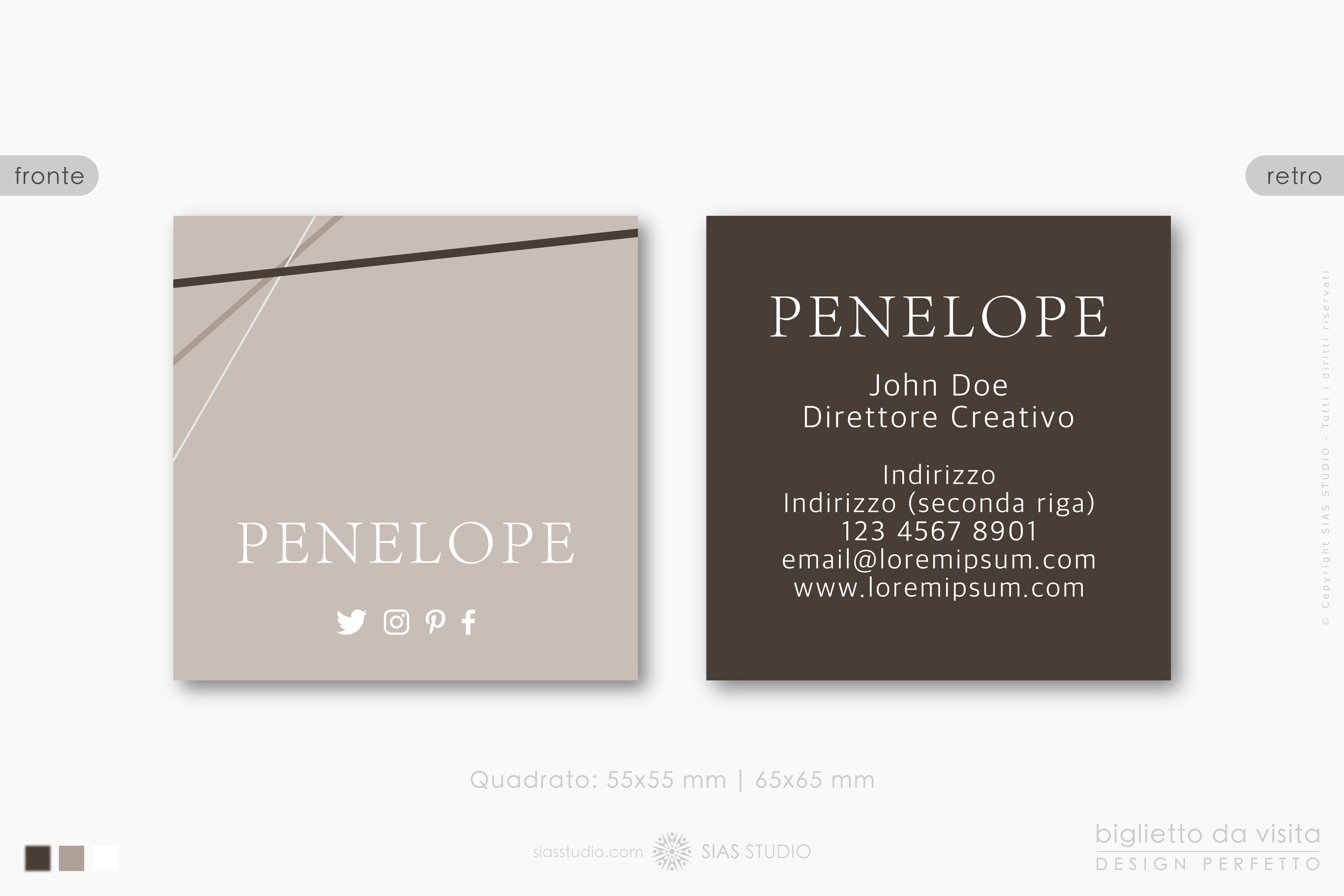 Modello Di Biglietto Da Visita Penelope Design Con Eleganti Linee Sias Studio