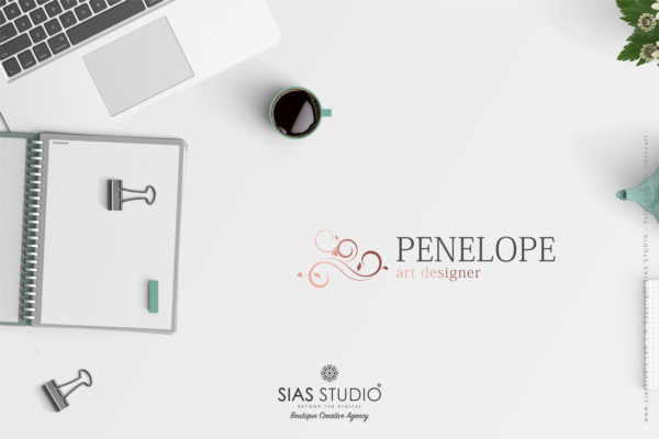 Design 11 - Applicazione logo alternativo Penelope Design fiorito con cornice