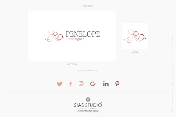 Design 9 - Facebook kit e icone social Penelope Design fiorito con cornice