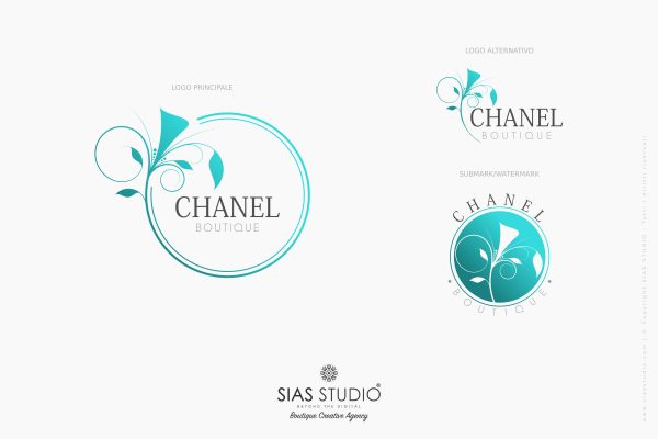 Design 2 - Tris di loghi Chanel Design fiorito con cornice