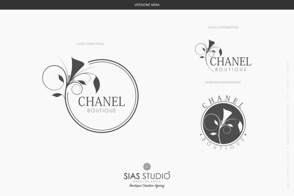 Design 4 - Versione nera Chanel Design fiorito con cornice