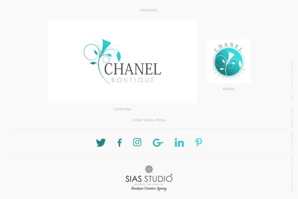 Design 9 - Facebook kit e icone social Chanel Design fiorito con cornice