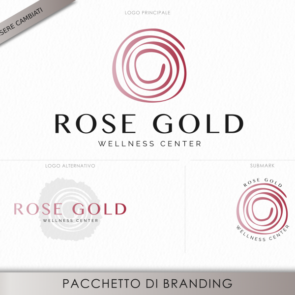 Pacchetto di branding precostruito "Rose Gold", Design con rosa fatta a mano