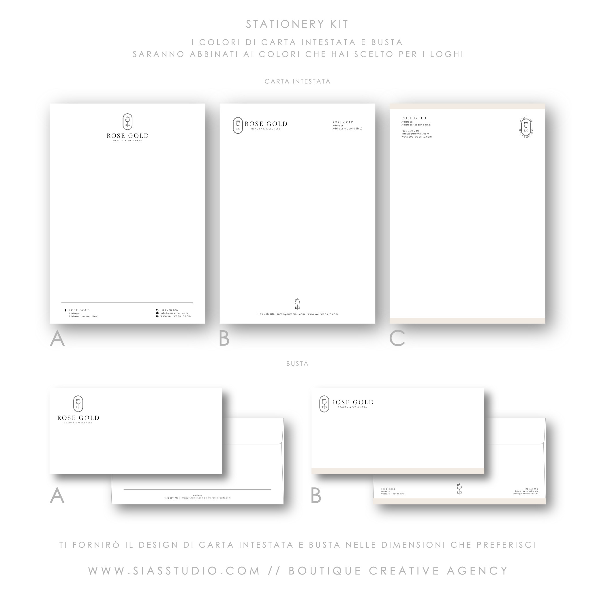 Rose Gold - Pacchetto di branding Stationery kit
