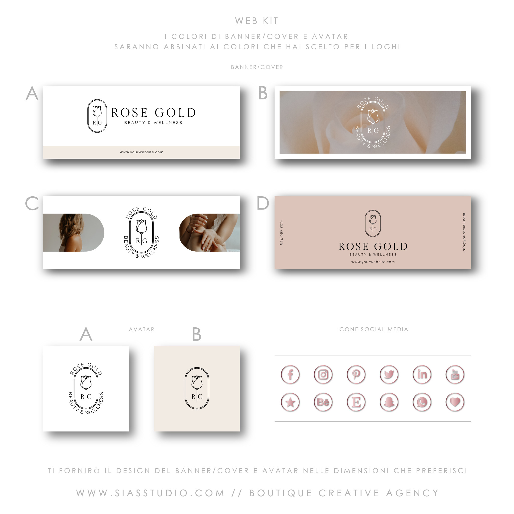 Rose Gold - Pacchetto di branding Web kit