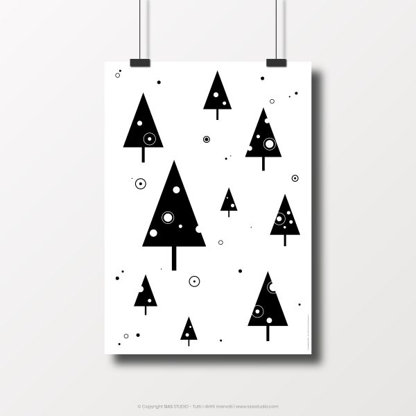 Poster stampabile con moderni alberi di Natale - Anteprima