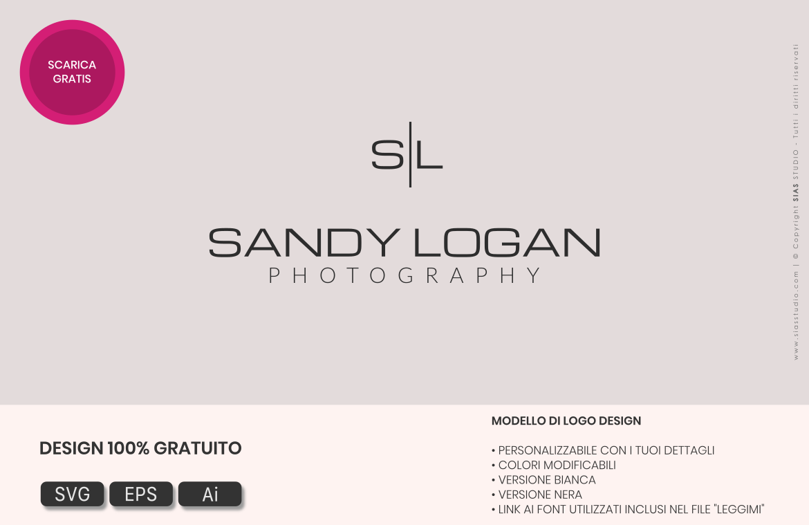 Logo design moderno per fotografi - Sandy Logan - Scaricabile gratis