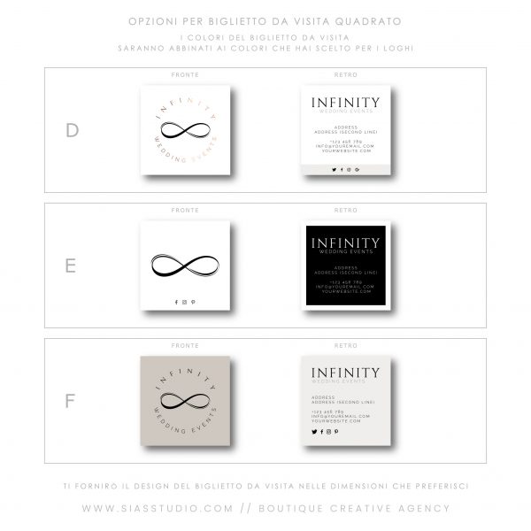 Sias Studio - Infinity Pacchetto di branding Biglietto da visita quadrato